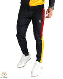 Four Panel Quickdry jet Black with Red & yellow panel Zipper Track Suits