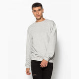 Light Gray Men's Crew Neck Pullover/Sweat Shirts, Without Hood, Made of Cotton Fleece
