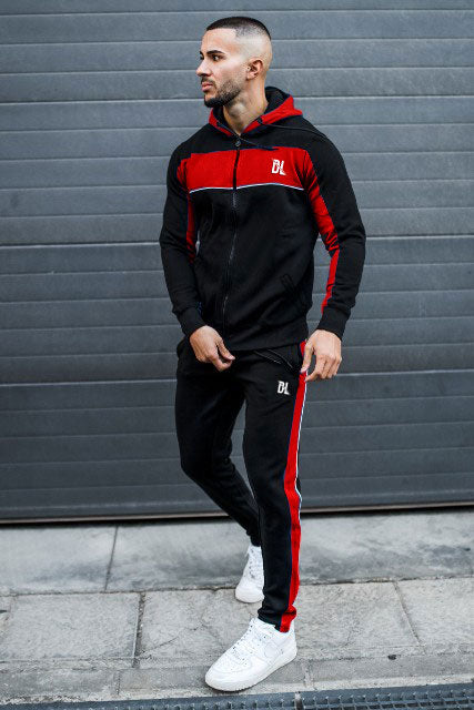 Tf-Black & Red Zipper Top Tracksuit
