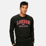 16 SIXTY Men’s Crew Neck Pullover/Sweat Shirts, Without Hood, Charcoal Made Of Cotton Fleece