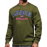 SIXTY Men’s Crew Neck Pullover/Sweat Shirts, Without Hood, Olive Green Made Of Cotton Fleece