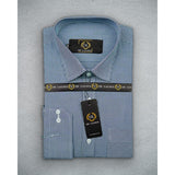 Blue With White Box Formal Shirt Regular Fit