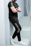 3 Strip Twinset Black Summer TrackSuits