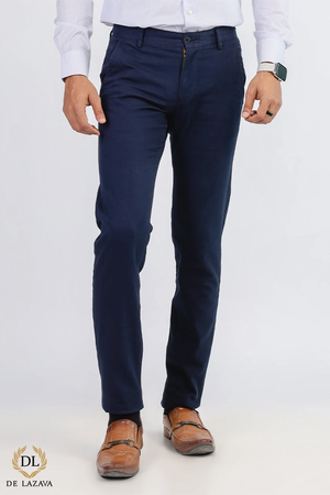 NAVY BLUE CHINO COTTON STRETCHABLE MEN'S PANTS (CROSS POCKET)