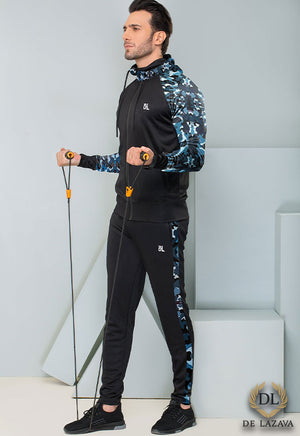 Camo Style Quickdry jet Black With Camo Printed Zipper Track Suits