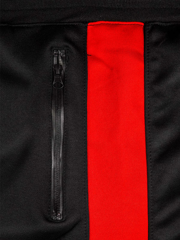 Four Panel Jet Black With Red & Yellow Zipper Trouser Flees