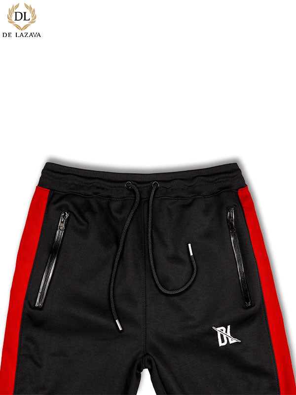 Four Panel Jet Black With Red & Yellow Zipper Trouser Flees