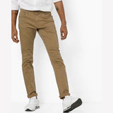 5-POCKET LIGHT BROWN CHINO COTTON SOFT STRETCHABLE COMFORT MENS PANT - Delazava