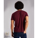 MAROON ROUND NECK PRINTED AND EMBROIDERED T-SHIRT
