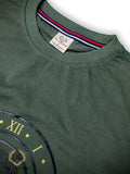 TIME PRINTED ROUND NECK OLIVE GREEN T-SHIRT