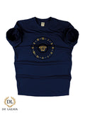 TIME PRINTED ROUND NECK NAVY BLUE T-SHIRT