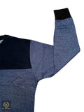 NAVY BLUE AND BLACK PANEL Men's Crew Neck Pullover/Sweat Shirts, Fleece