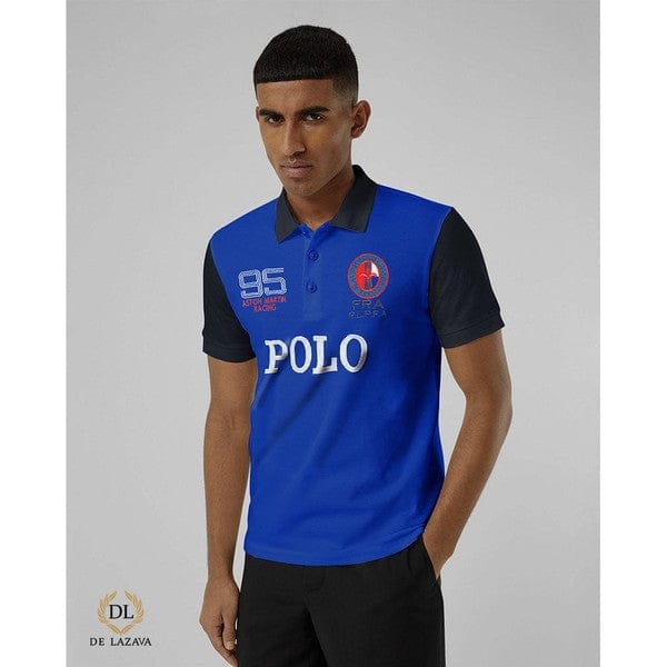 Men Royle Blue Polo With Blue Sleeve Embroider 95 Logo Regular Fit Polo Shirt