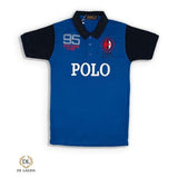 Men Royle Blue Polo With Blue Sleeve Embroider 95 Logo Regular Fit Polo Shirt