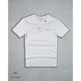 WHITE ROUND NECK CHEST PRINT T-SHIRT17 - Delazava