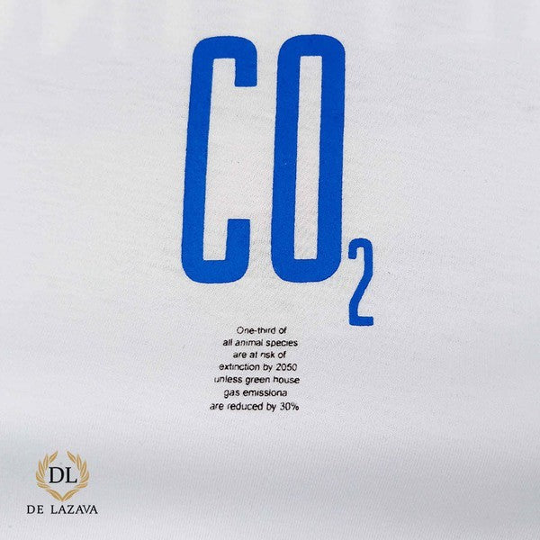 CO2 WHITE ROUND NECK CHEST K PRINT T-SHIRT 20 - Delazava