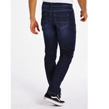 MO DARK BLUE SLIM LEG Stretchable Denim Jeans (BLACK BLUE) - Delazava