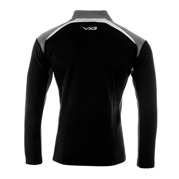 Fortis Half Zip VX3 Sweat JET Black WITH Dark-Grey/White LINE Sweat Shirts - Delazava