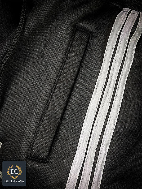 Men,s Delazava Embroidered Black Winter Track Suits for Men Zipper Jogging TrackSuit