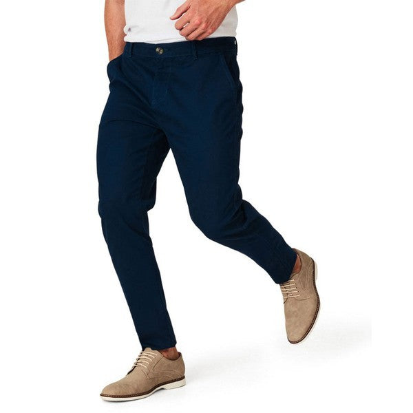 BLACK BLUE Stretchable Chino 4-Pocket Cotton Comfort Men's Pant. ( CROSS POCKET) - Delazava