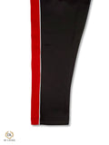 Jet Black With Red Panel Zipper Trouser Flees
