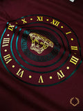 TIME PRINTED ROUND NECK MAROON T-SHIRT