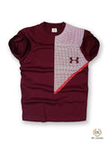 BOXES PRINTED ROUND NECK MAROON T-SHIRT