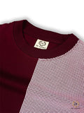 BOXES PRINTED ROUND NECK MAROON T-SHIRT