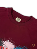 CAREFUL PRINTED ROUND NECK MAROON T-SHIRT