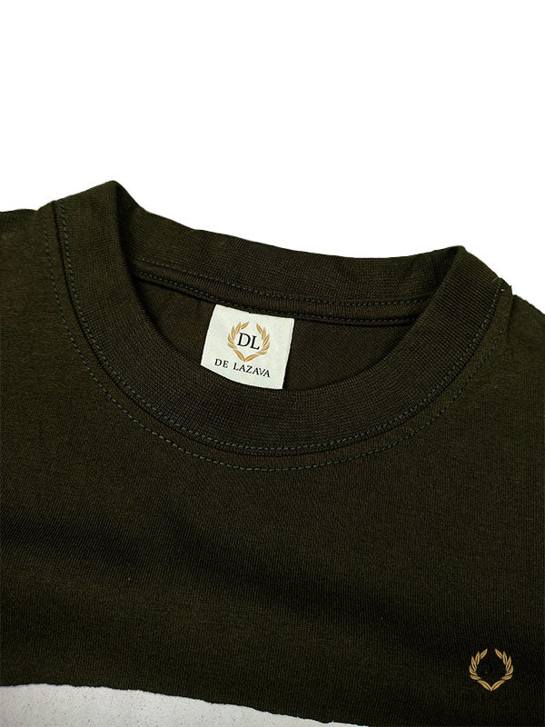C-K PRINTED ROUND NECK OLIVE GREEN T-SHIRS