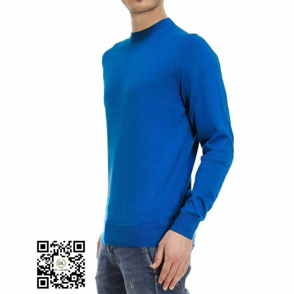 Royal Blue Men's Crew Neck Pullover/Sweat Shirts Without Hood, Made of Cotton Fleece - Delazava